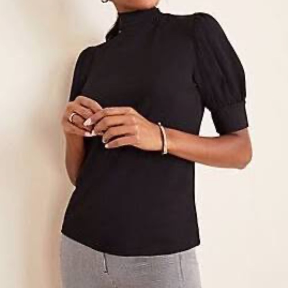 Puff Sleeve Mock Neck Top